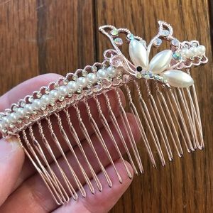 Butterfly Hair comb, rose gold and pearl hair comb